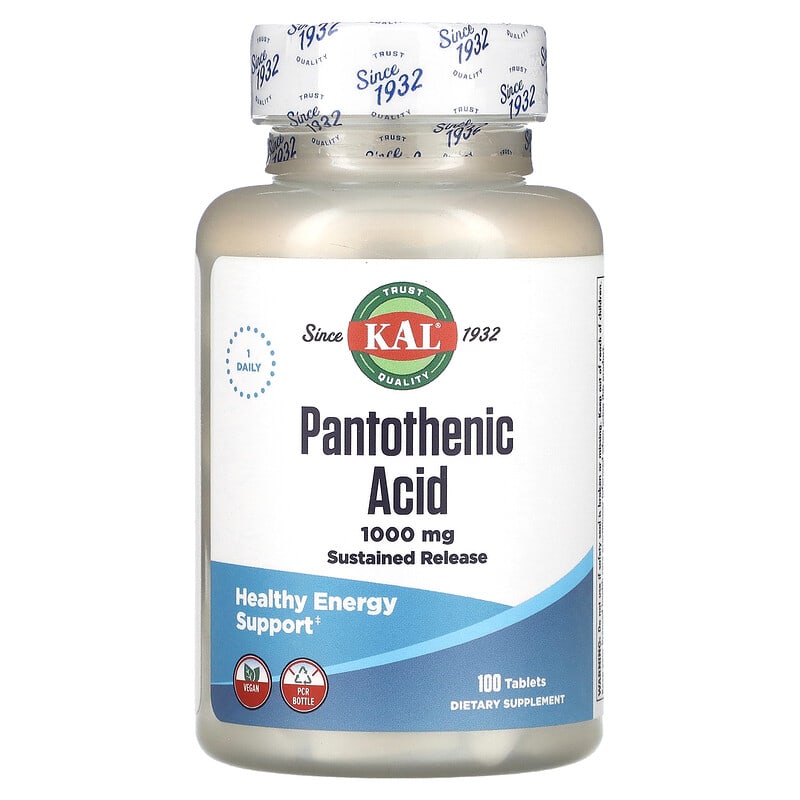 KAL Pantothenic Acid 1,000 mg 100 Tablets 21245839101