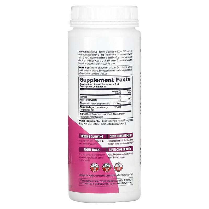 KAL, Pretty Magnesium, Glowing-Skin Drink, Pomegranate, 10.7 oz (301 g) 21245827061