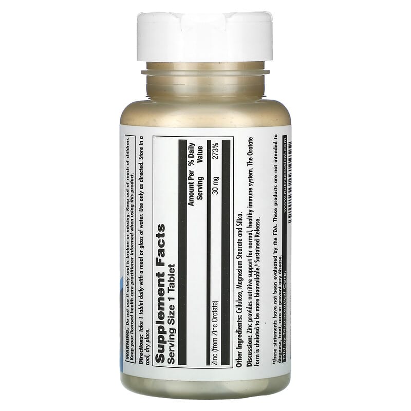KAL, Zinc 30 Orotate, Sustained Release, 90 Tablets 21245174455