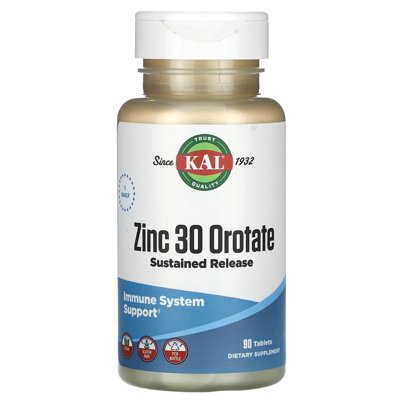KAL Zinc 30 Orotate Sustained Release 90 Tablets 21245174455