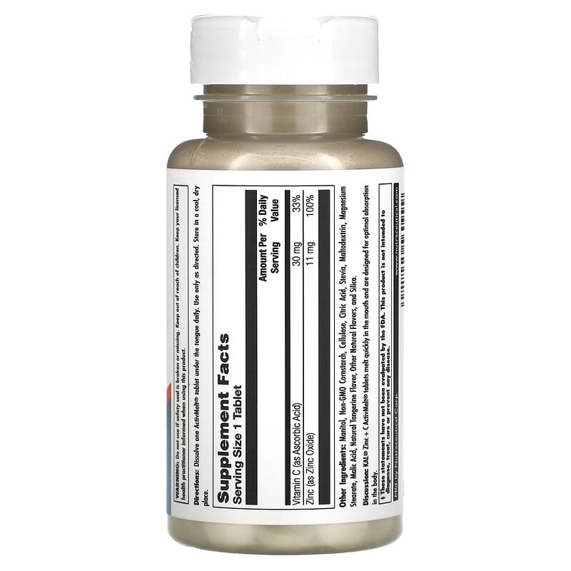 KAL, Zinc + C, Tangerine, 90 Micro Tablets 21245560999