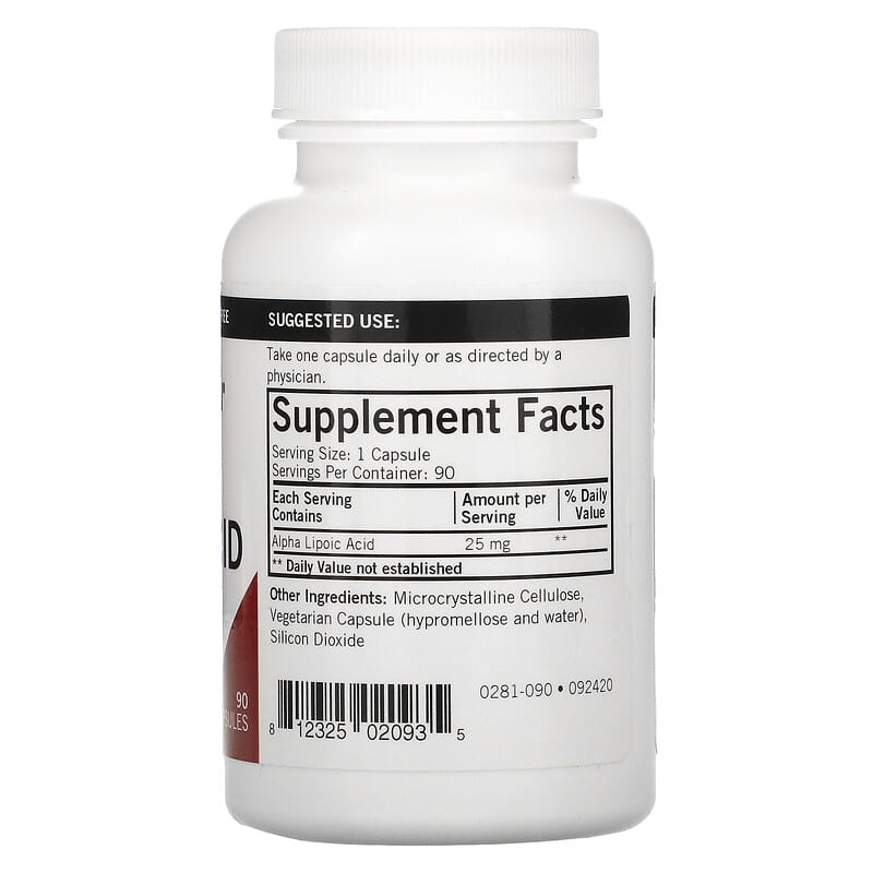 Kirkman Labs, Alpha Lipoic Acid, 25 mg, 90 Capsules 812325020935