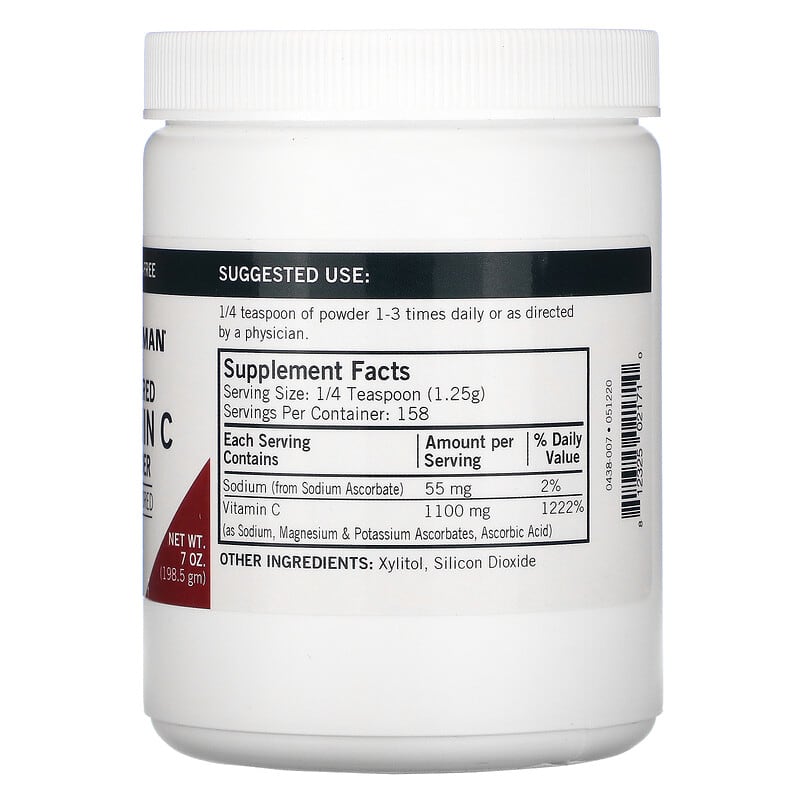 Kirkman Labs, Buffered Vitamin C Powder, Unflavored, 7 oz (198.5 g) 812325021710