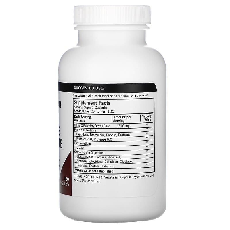 Kirkman Labs, Enzyme Complete With DPP-IV, 120 Capsules 812325025015