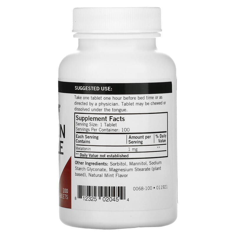 Kirkman Labs, Melatonin Chewable Tablets, 1 mg, 100 Tablets 812325020454