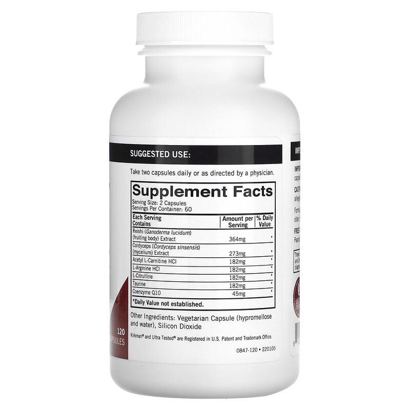 Kirkman Labs, Mushroom, Energy & Endurance, 120 Capsules 812325028474