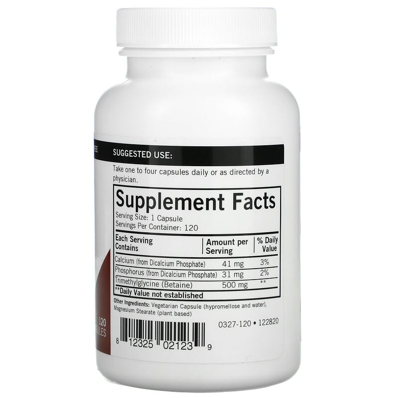 Kirkman Labs, TMG , 500 mg, 120 Capsules 812325021239