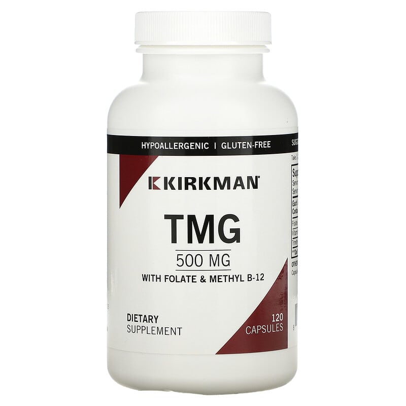 Kirkman Labs TMG with Folate & Methyl B-12 500 mg 120 Capsules 812325021123