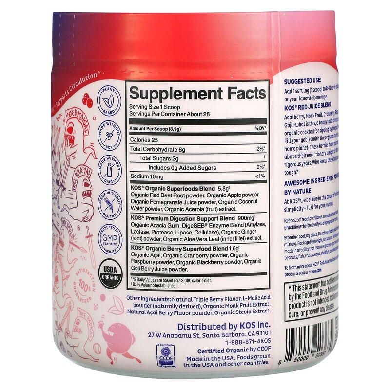 KOS, Love You Berry Much, Energizing Red Juice Blend, Goji Berry Popsicle, 8.78 oz (249 g) 850000503670