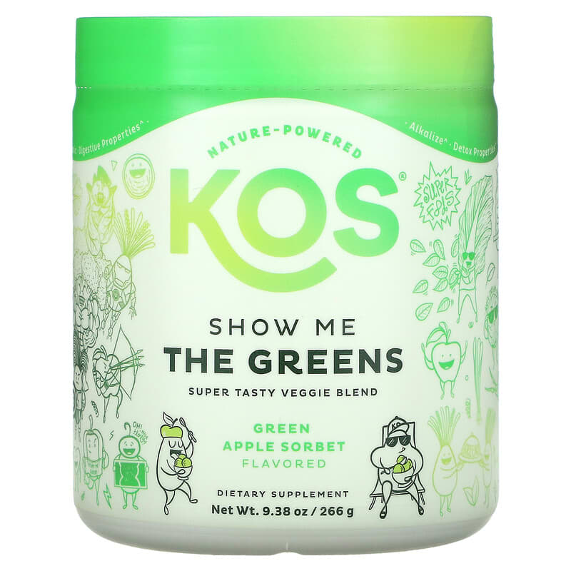 KOS Show Me The Greens Super Tasty Veggie Blend Green Apple Sorbet 9.38 oz (266 g) 850000503373