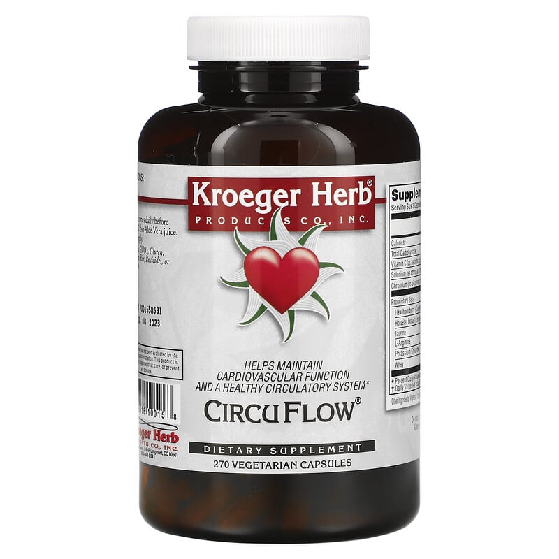 Kroeger Herb Co, CircuFlow, 270 Vegetarian Capsules 696916100158