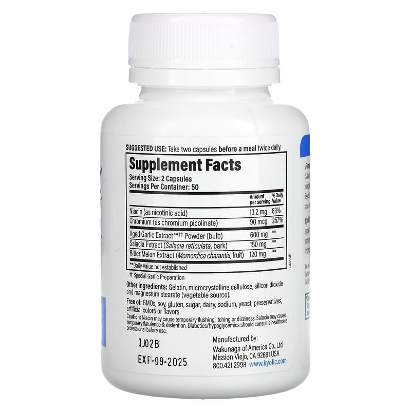 Kyolic, Aged Garlic Extract, Blood Sugar Balance, 100 Capsules 23542112413