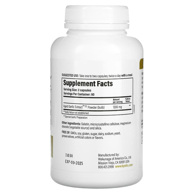 Kyolic, Aged Garlic Extract, Cardiovascular & Immune, 120 Capsules 23542200424