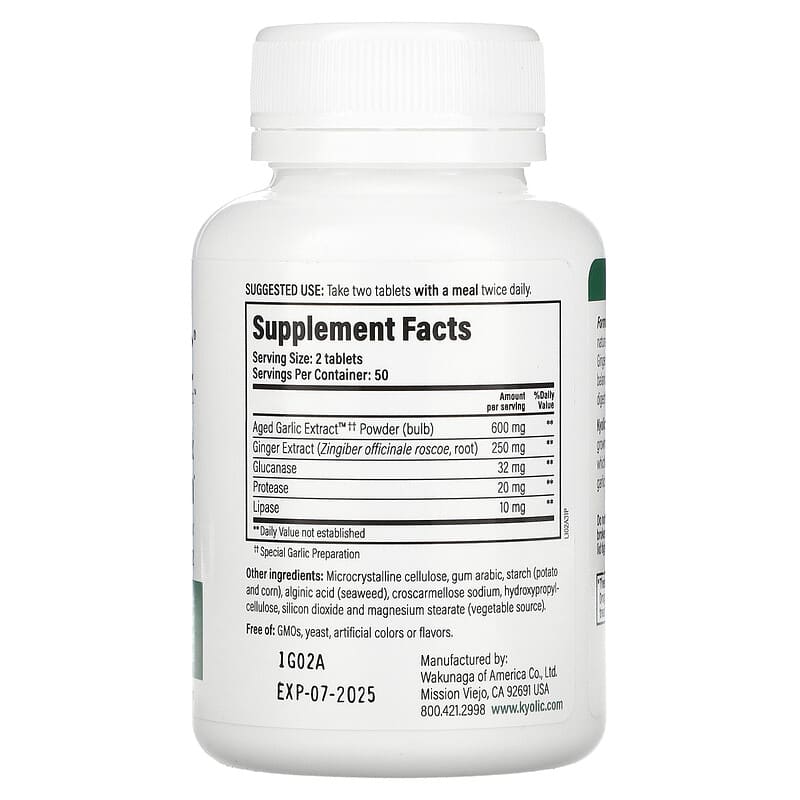 Kyolic, Aged Garlic Extract, Cleanse & Digestion, Formula 102, 100 Veggie Tablets 23542102315