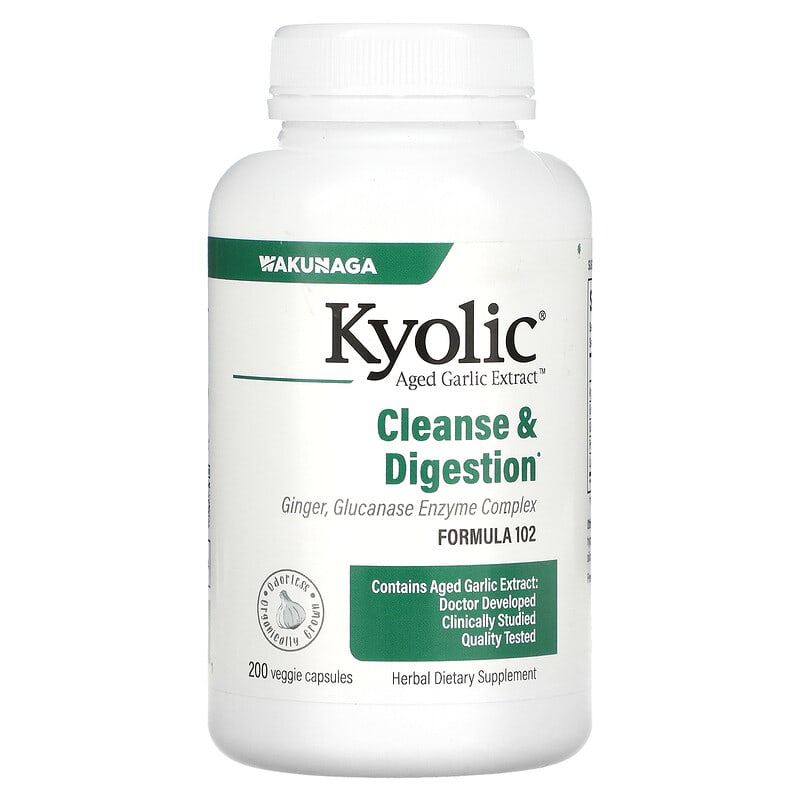 Kyolic Aged Garlic Extract Cleanse & Digestion Formula 102 200 Veggie Capsules 23542102421