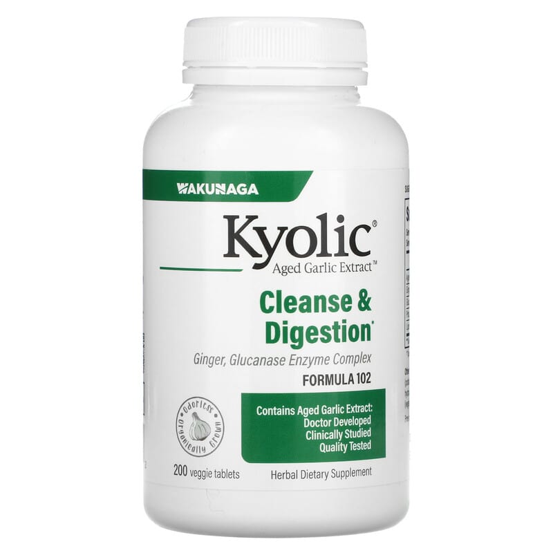 Kyolic Aged Garlic Extract Cleanse & Digestion Formula 102 200 Veggie Tablets 23542102322