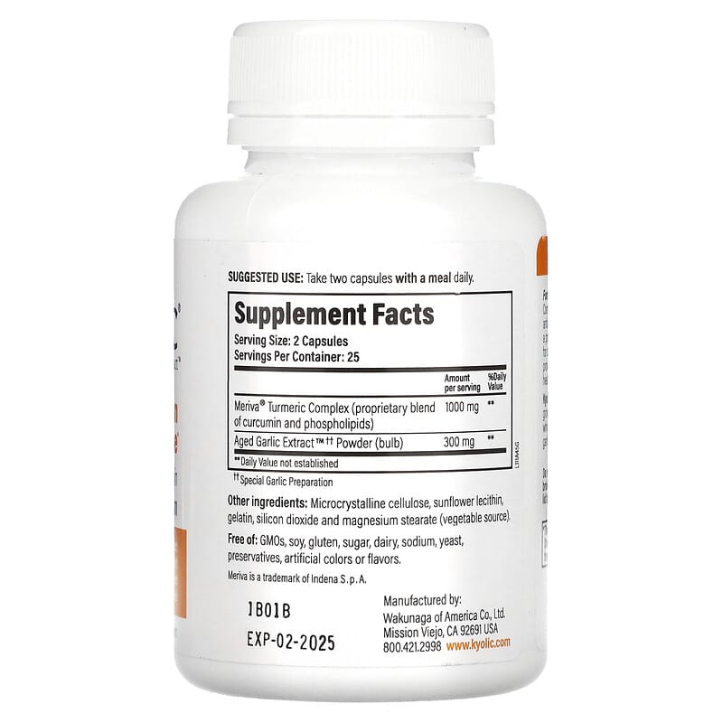 Kyolic, Aged Garlic Extract, Curcumin, 50 Capsules 23542111454