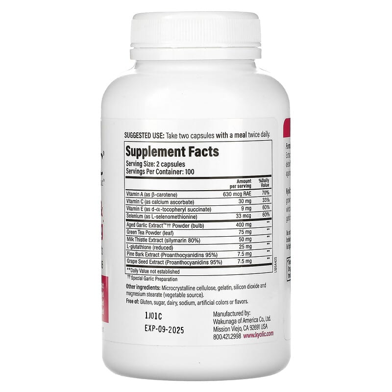 Kyolic, Aged Garlic Extract, Detox & Anti-Aging, Formula 105, 200 Capsules 23542105422