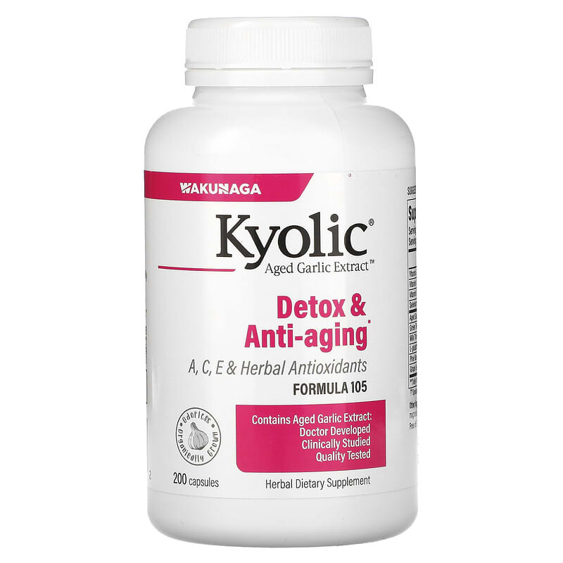 Kyolic Aged Garlic Extract Detox & Anti-Aging Formula 105 200 Capsules 23542105422