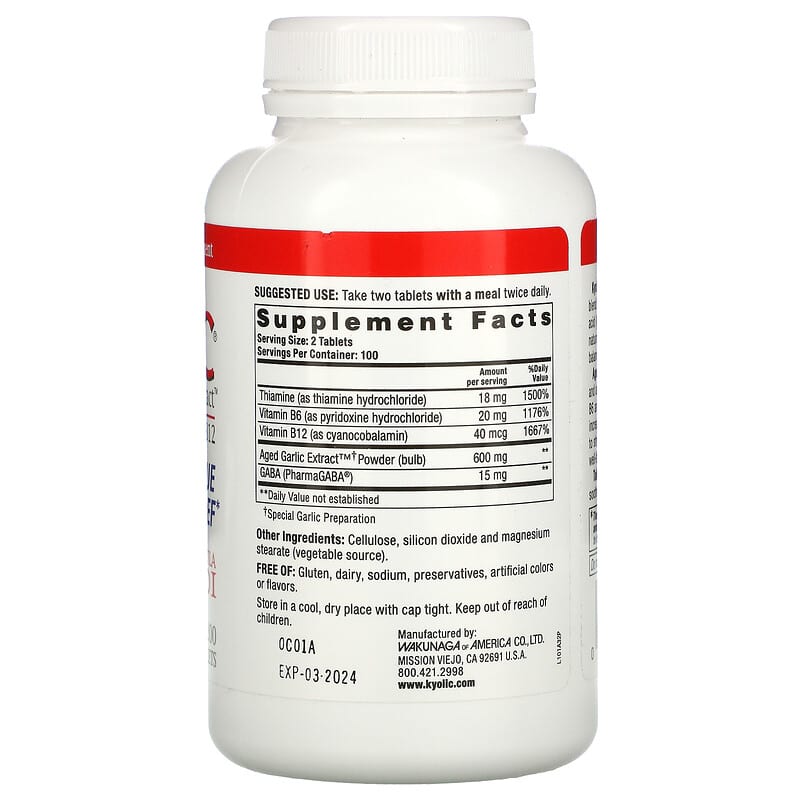 Kyolic, Aged Garlic Extract, Stress & Fatigue Relief, Formula 101, 200 Tablets 23542101325