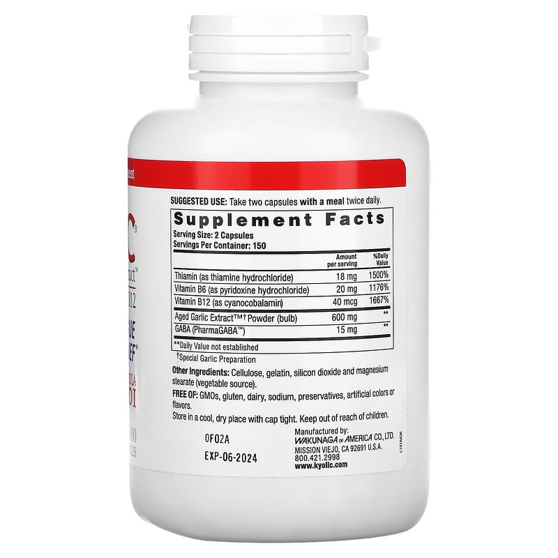Kyolic, Aged Garlic Extract, Stress & Fatigue Relief, Formula 101, 300 Capsules 23542101431