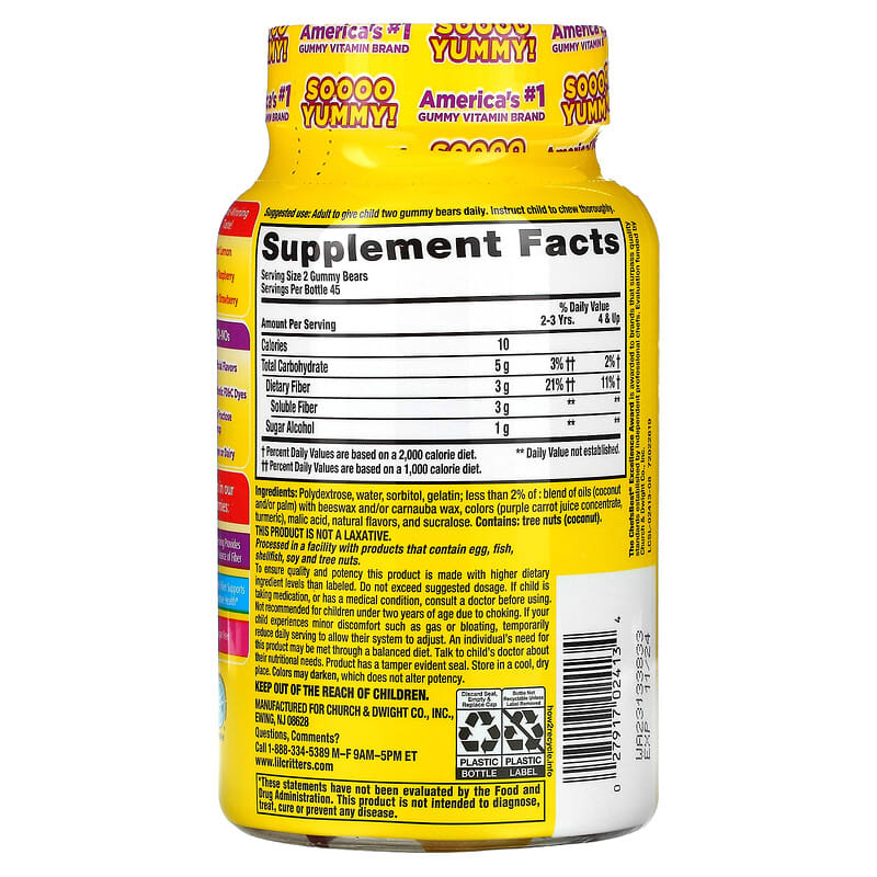 L'il Critters, Fiber Digestive Support, Natural Flavors, 90 Gummies 27917024134