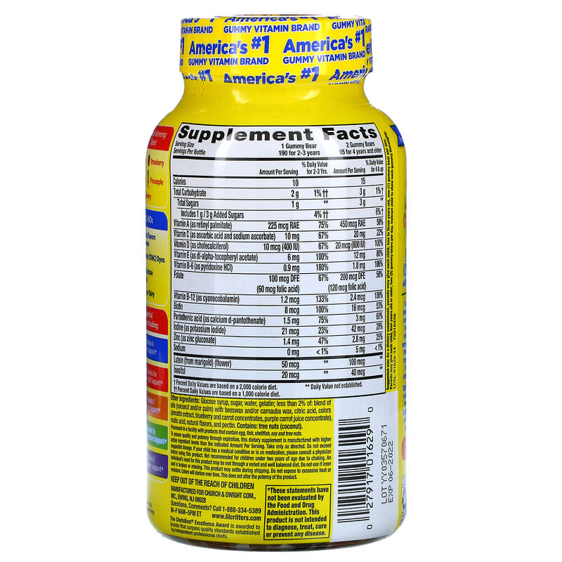 L'il Critters, Gummy Vites Daily Multivitamin, 190 Gummies 27917016290