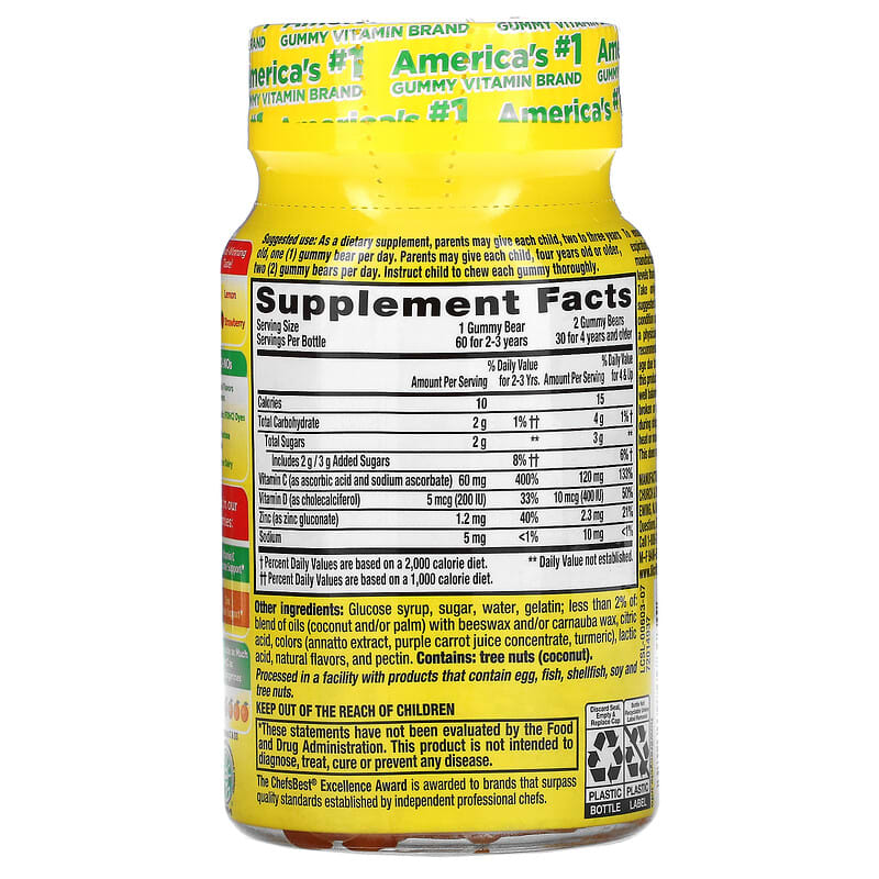 L'il Critters, Immune C Plus Zinc & Vitamin D, Assorted Flavors, 60 Gummies 27917006031