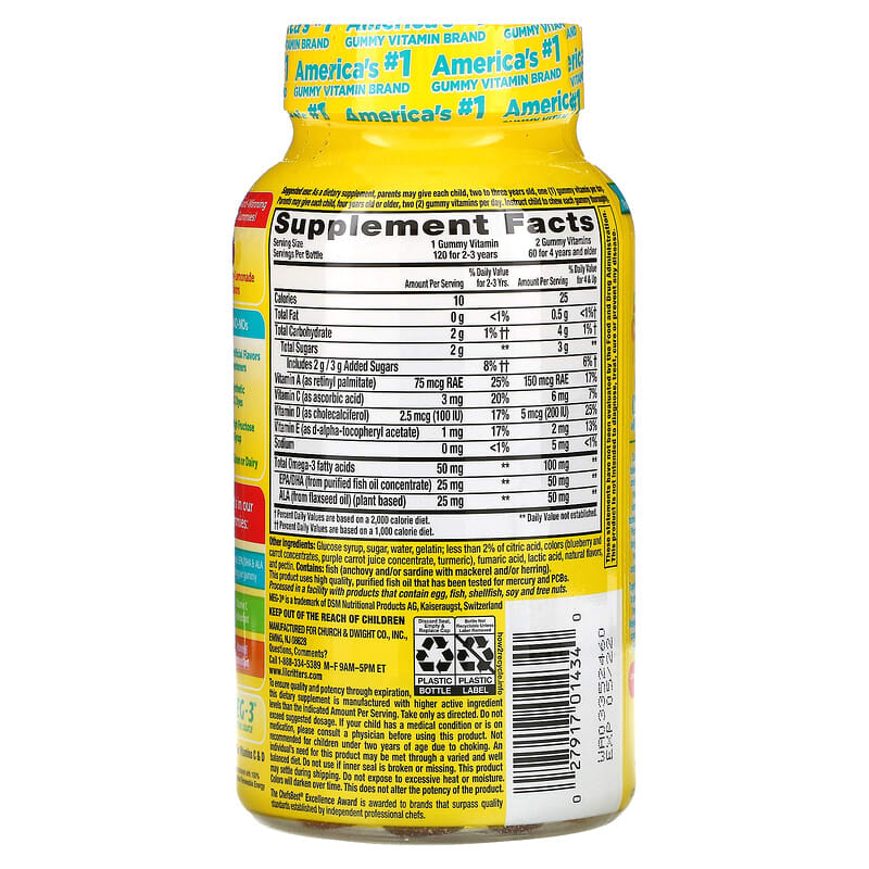 L'il Critters, Omega-3, Raspberry-Lemonade , 120 Gummies 27917014340