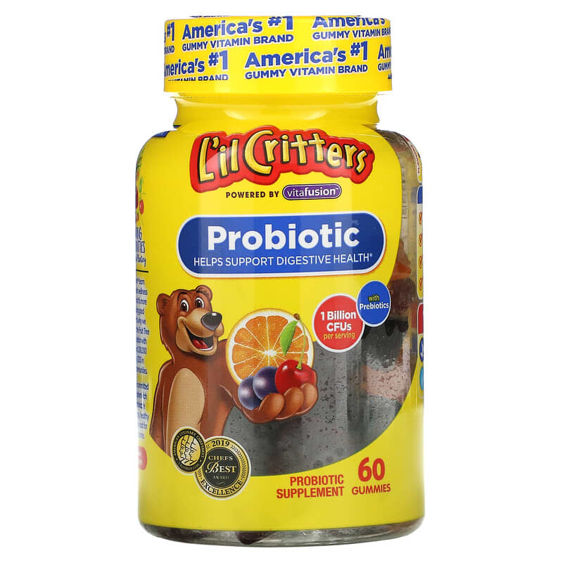 L'il Critters Probiotic With Prebiotics Cherry Orange & Grape Flavor 1 Billion CFUs 60 Gummies 27917001197
