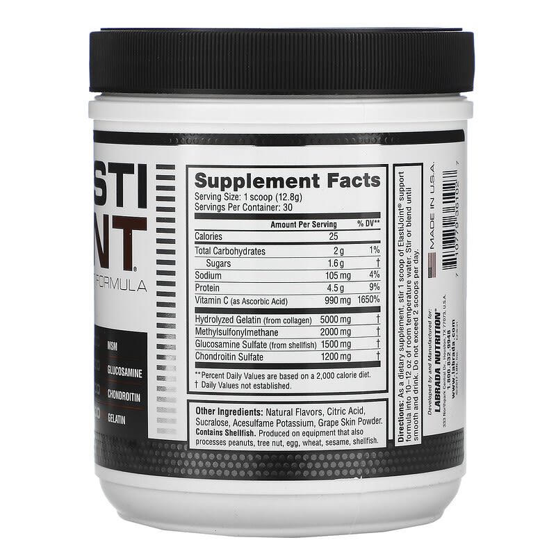 Labrada Nutrition, ElastiJoint, Joint Support Formula, Grape Flavor, 13.54 oz (384 g) 710779361027