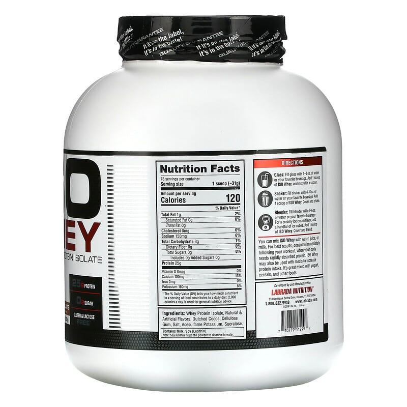 Labrada Nutrition, ISO Whey, 100% Whey Protein Isolate, Chocolate, 5 lb (2268 g) 710779112995