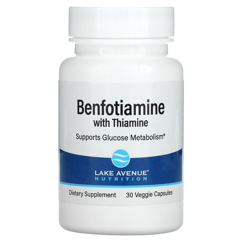 Lake Avenue Nutrition Benfotiamine with Thiamine 250 mg 30 Veggie Capsules 898220020102