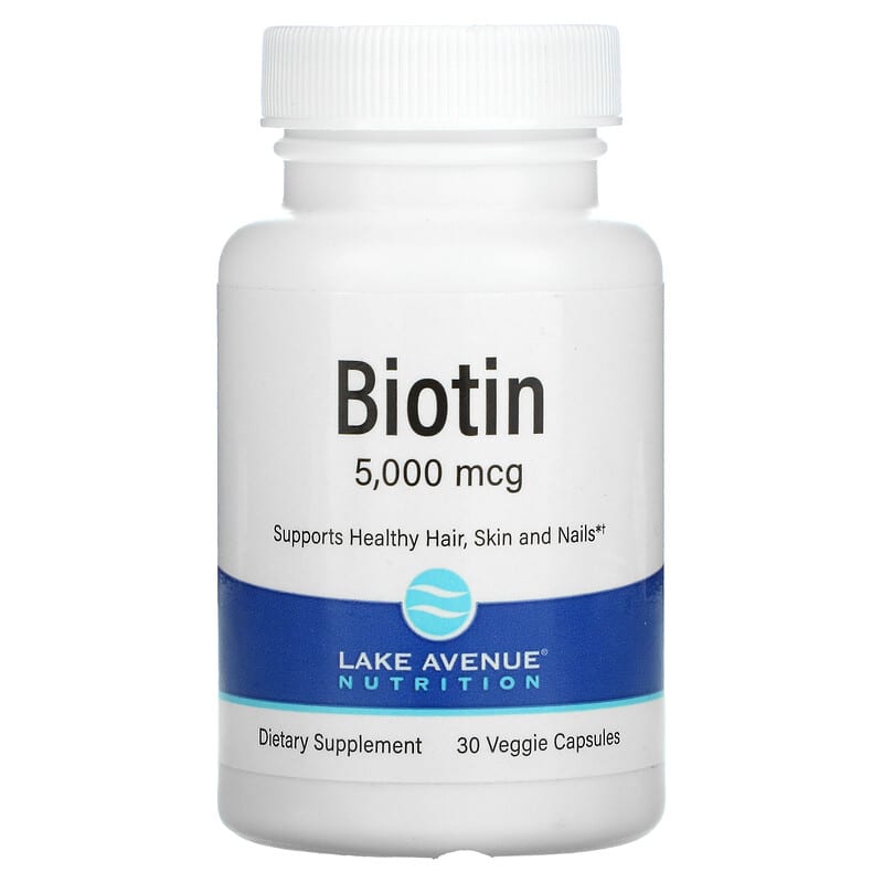 Lake Avenue Nutrition Biotin 5,000 mcg 30 Veggie Capsules 898220016761