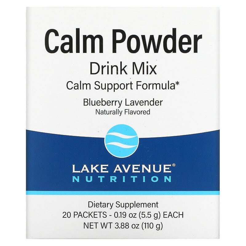 Lake Avenue Nutrition Calm Powder Drink Mix Blueberry Lavender 20 Packets 0.19 oz (5.5 g) Each 898220020997