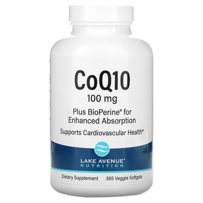 Lake Avenue Nutrition CoQ10 Plus Bioperine 100 mg 365 Veggie Softgels 898220017799