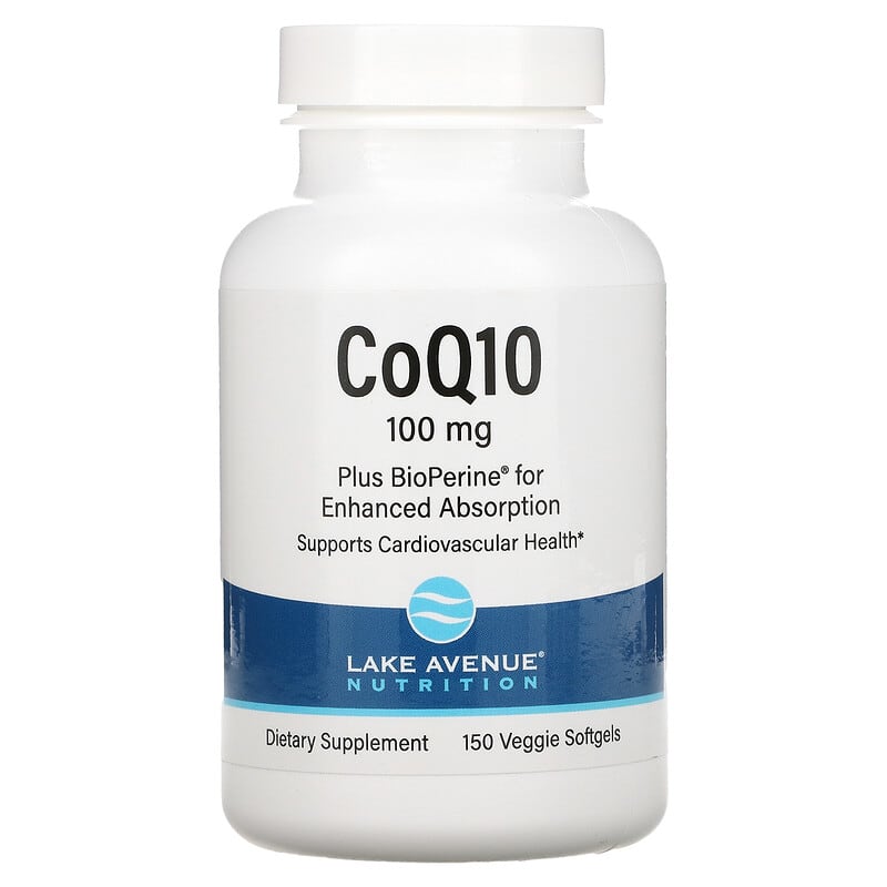 Lake Avenue Nutrition CoQ10 with Bioperine 100 mg 150 Veggie Softgels 898220017805