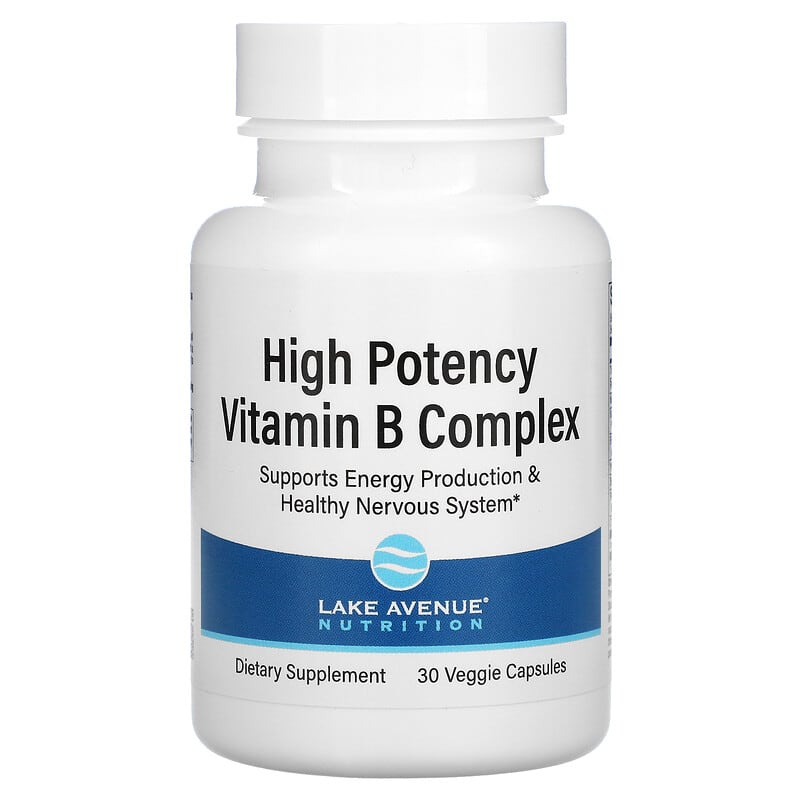 Lake Avenue Nutrition High Potency Vitamin B Complex 30 Veggie Capsules 898220020898