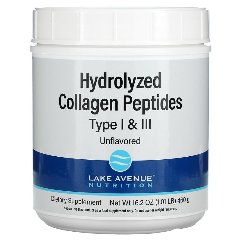 Lake Avenue Nutrition Hydrolyzed Collagen Peptides Type I & III 1.01 lb (460 g) 898220018581