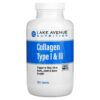Lake Avenue Nutrition Hydrolyzed Collagen Type I & III 1,000 mg 365 Tablets 898220015559