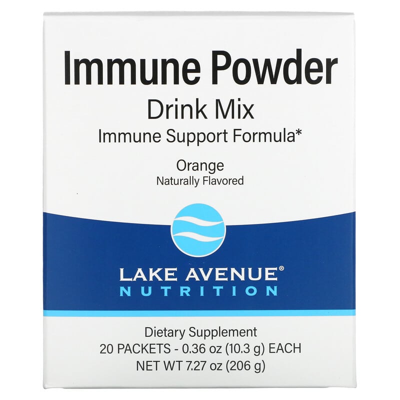 Lake Avenue Nutrition Immune Powder Drink Mix Orange 20 Packets 0.36 oz (10.3 g) Each 898220020966
