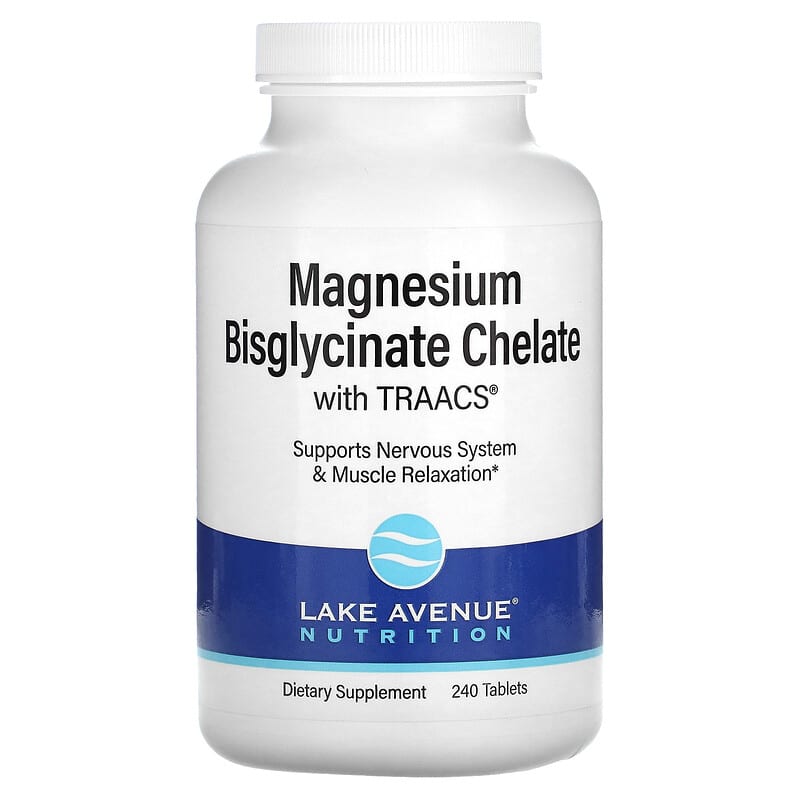 Lake Avenue Nutrition Magnesium Bisglycinate Chelate with TRAACS® 100 mg 240 Tablets 898220016730