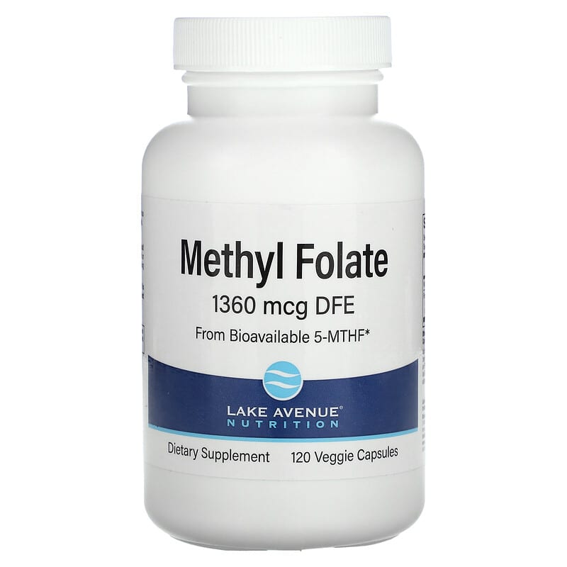 Lake Avenue Nutrition Methyl Folate 1,360 mcg 120 Veggie Capsules 898220016778