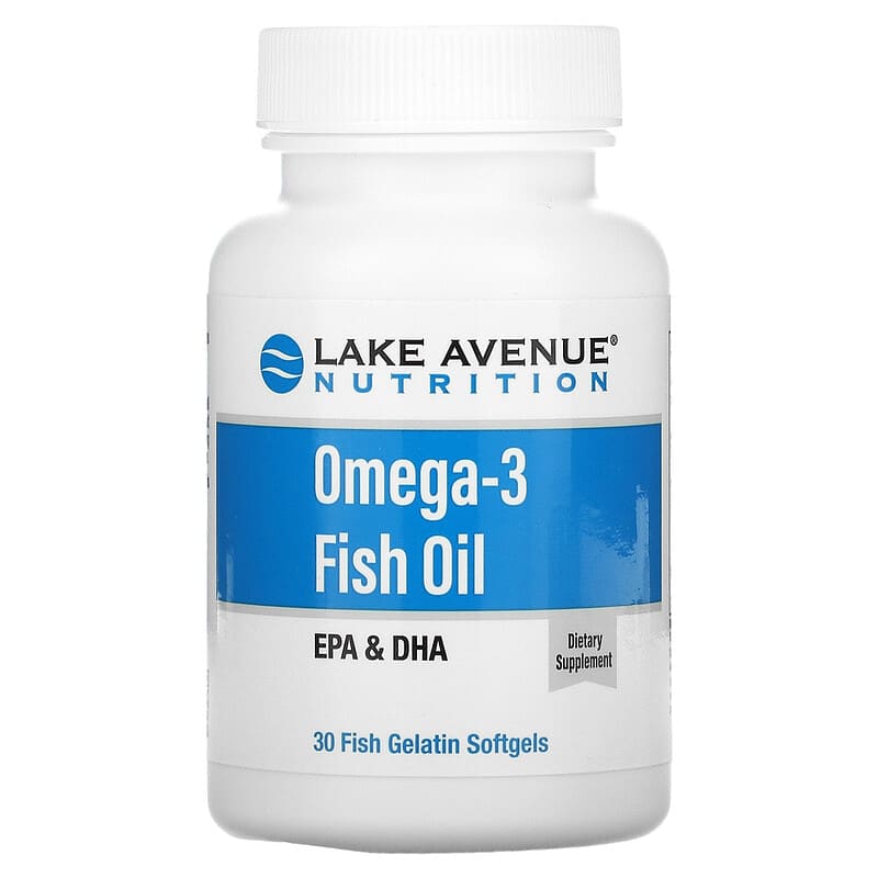 Lake Avenue Nutrition Omega-3 Fish Oil 1250 mg 30 Fish Gelatin Softgels 898220018611