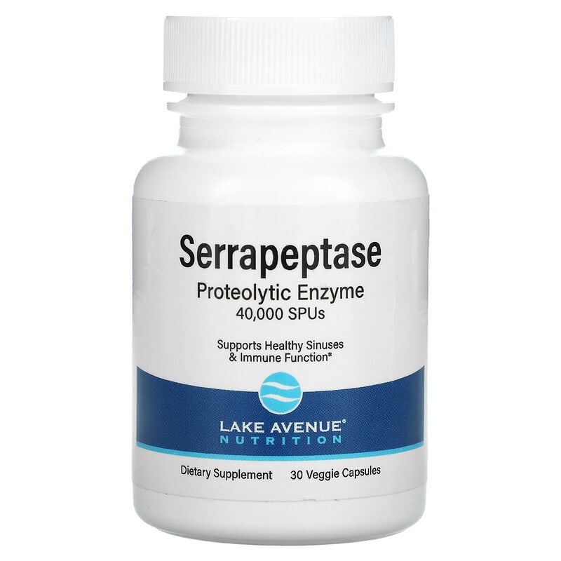 Lake Avenue Nutrition Serrapeptase Proteolytic Enzyme 40,000 SPUs 30 Veggie Capsules 898220015733