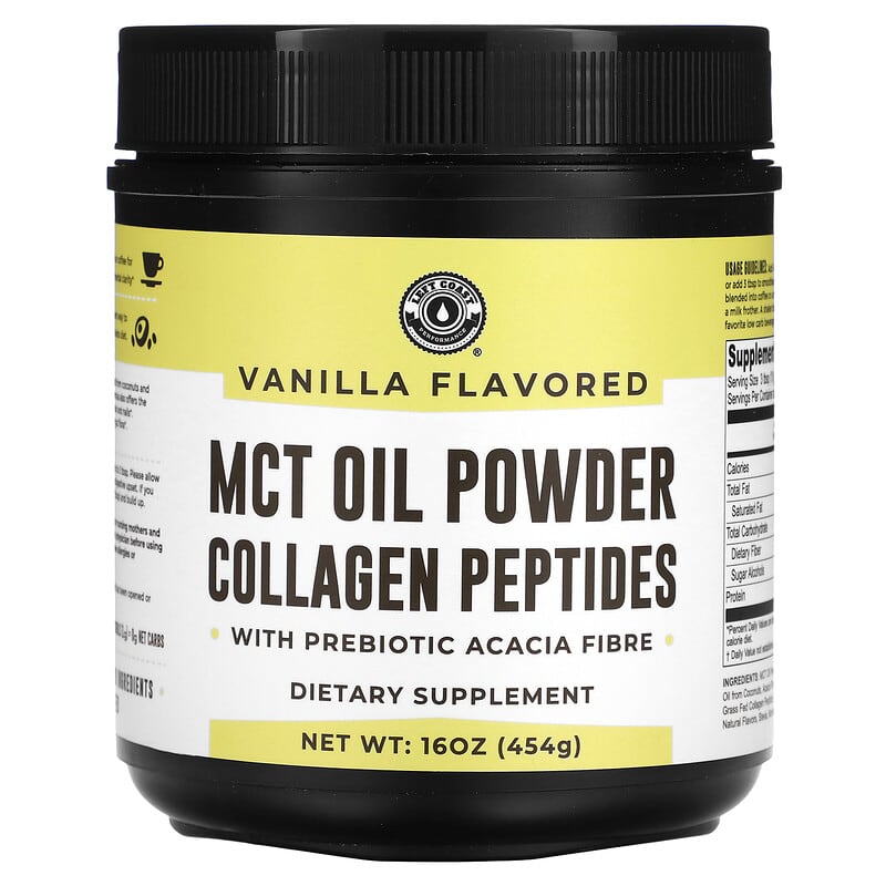 Left Coast Performance MCT Oil Powder Collagen Peptides with Prebiotic Acacia Fibre Vanilla 16 oz (454 g) 644216979288