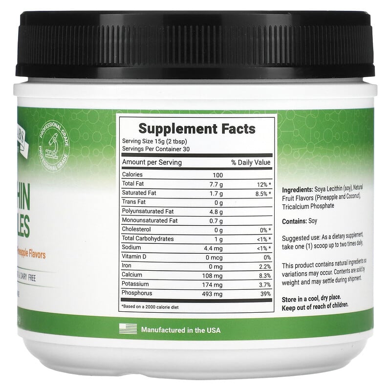 Lewis Labs, Lecithin Granules, Natural Coconut and Pineapple, 16 oz (454 g) 42515435144