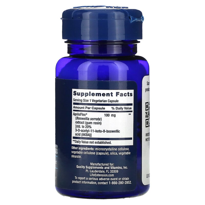 Life Extension, 5-LOX Inhibitor with ApresFlex, 100 mg, 60 Vegetarian Capsules 737870163961