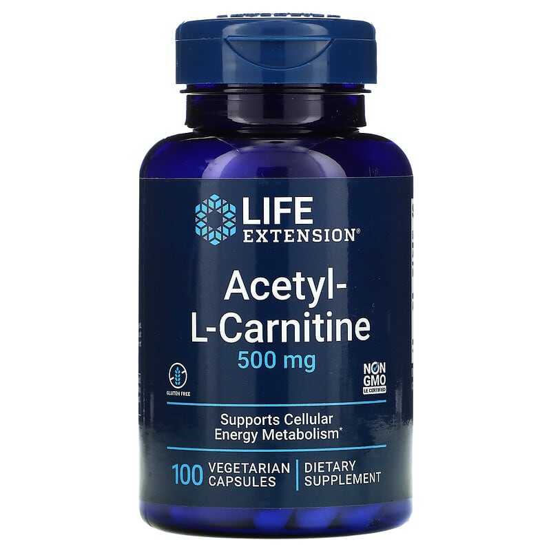 Life Extension Acetyl-L-Carnitine 500 mg 100 Vegetarian Capsules 737870152415