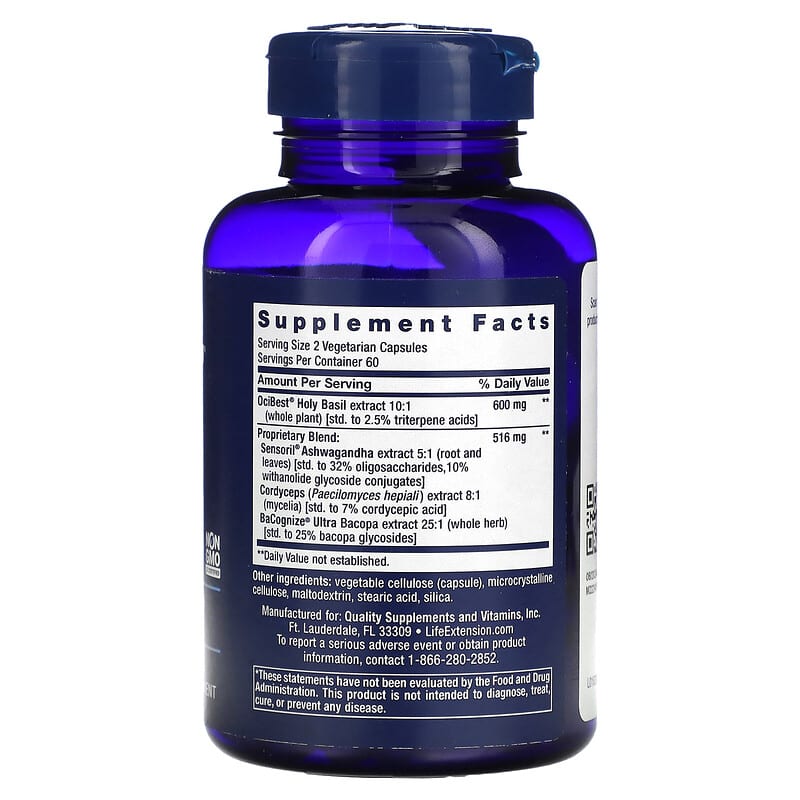 Life Extension, Adrenal Energy Formula, 120 Vegetarian Capsules 737870163008
